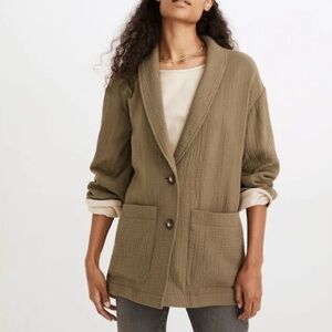 Madewell Lightspun Dorset Blazer Olive Green - Color: Distant Surplus